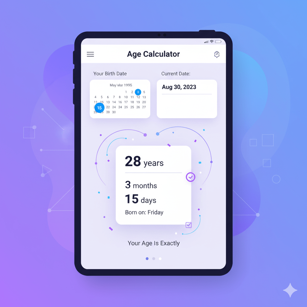 age calculator online interface date picker calculate age from DOB digital display